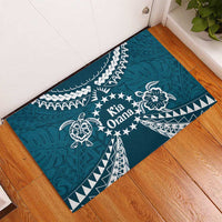 Kia Orana Cook Islands Rubber Doormat Polynesian Turtle Crowberry Blue Color LT14 - Polynesian Pride