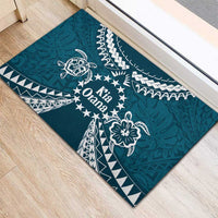 Kia Orana Cook Islands Rubber Doormat Polynesian Turtle Crowberry Blue Color LT14 - Polynesian Pride