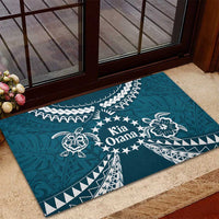 Kia Orana Cook Islands Rubber Doormat Polynesian Turtle Crowberry Blue Color LT14 - Polynesian Pride