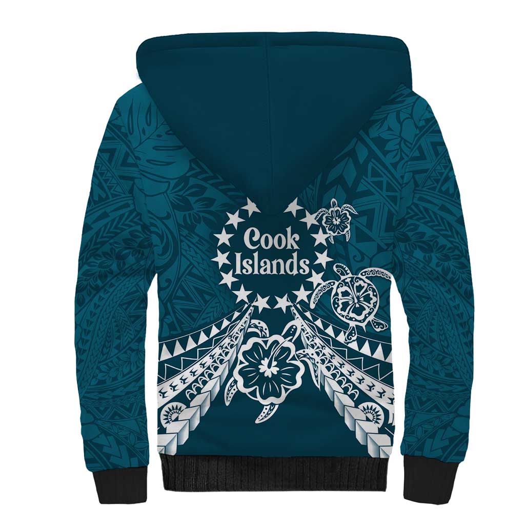 Kia Orana Cook Islands Sherpa Hoodie Polynesian Turtle Crowberry Blue Color LT14 - Polynesian Pride