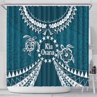Kia Orana Cook Islands Shower Curtain Polynesian Turtle Crowberry Blue Color
