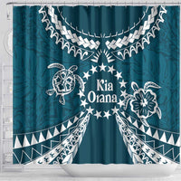 Kia Orana Cook Islands Shower Curtain Polynesian Turtle Crowberry Blue Color