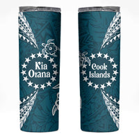 Kia Orana Cook Islands Skinny Tumbler Polynesian Turtle Crowberry Blue Color
