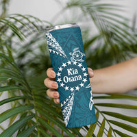 Kia Orana Cook Islands Skinny Tumbler Polynesian Turtle Crowberry Blue Color