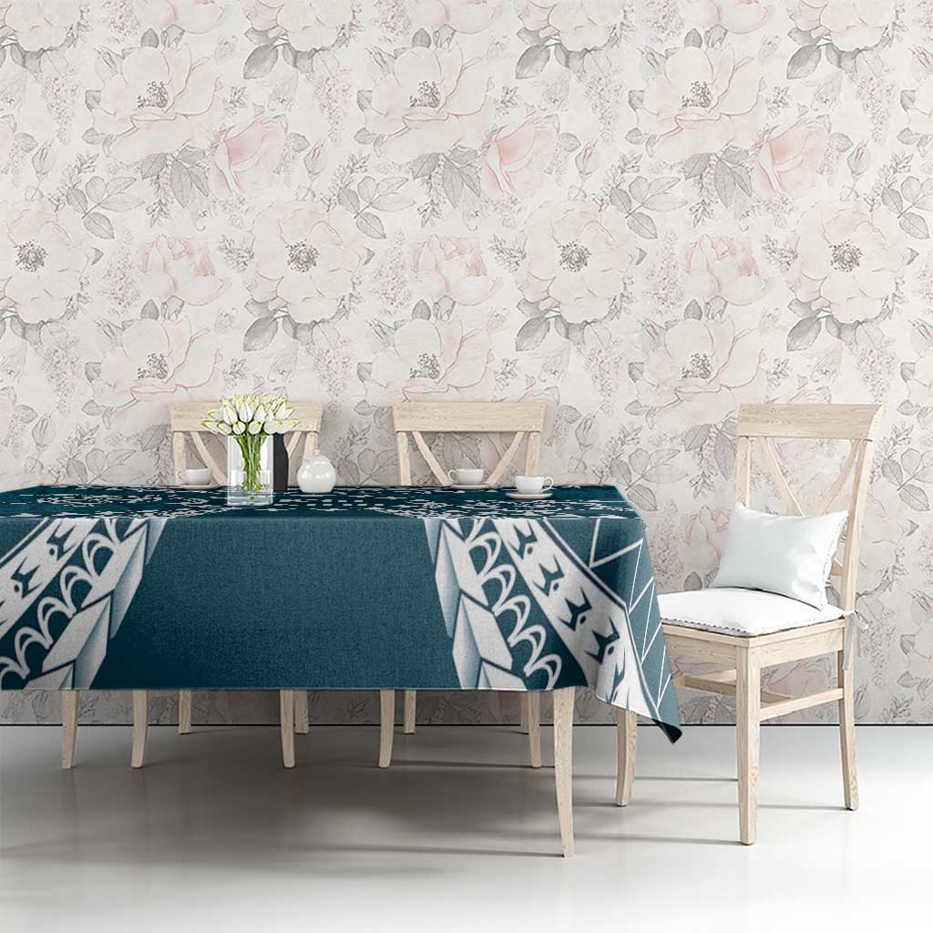 Kia Orana Cook Islands Tablecloth Polynesian Turtle Crowberry Blue Color LT14 - Polynesian Pride