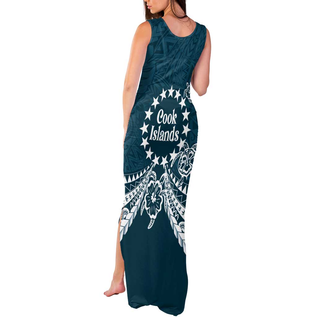 Kia Orana Cook Islands Tank Maxi Dress Polynesian Turtle Crowberry Blue Color LT14 - Polynesian Pride
