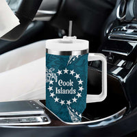 Kia Orana Cook Islands Tumbler With Handle Polynesian Turtle Crowberry Blue Color LT14 - Polynesian Pride