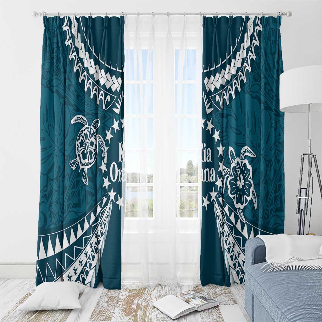 Kia Orana Cook Islands Window Curtain Polynesian Turtle Crowberry Blue Color LT14 - Polynesian Pride