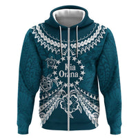 Kia Orana Cook Islands Zip Hoodie Polynesian Turtle Crowberry Blue Color