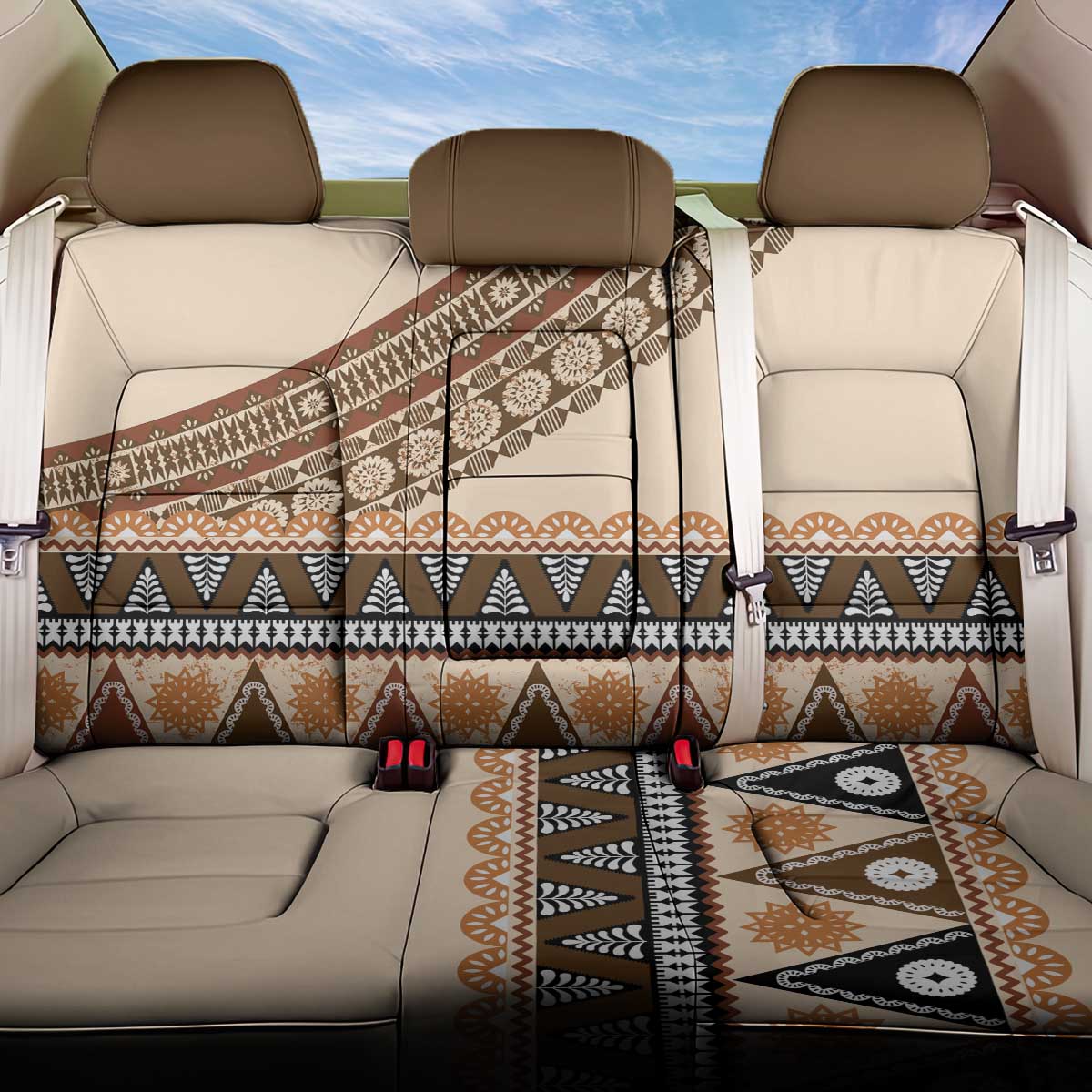 Bula Fiji Back Car Seat Cover 2025 Pasifika Traditional Fijian Masi