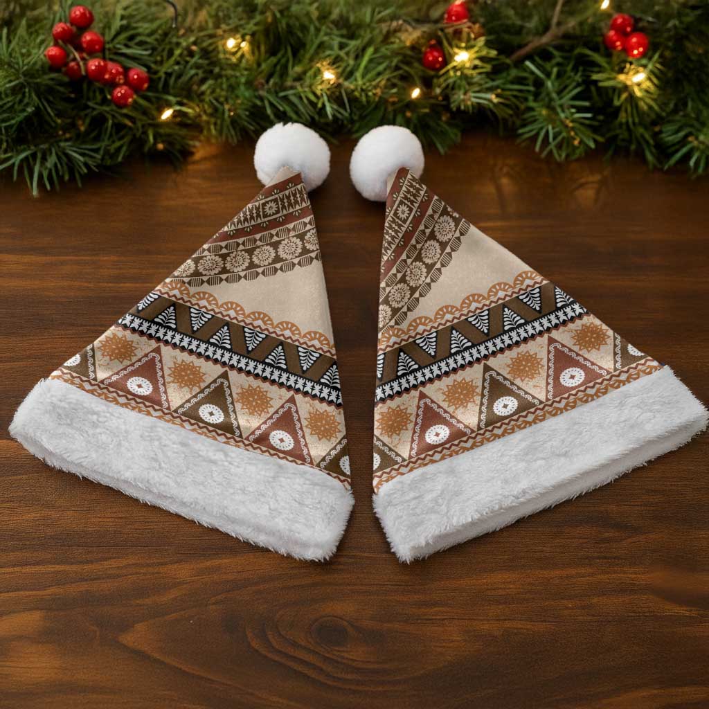 Bula Fiji Christmas Santa Hat 2025 Pasifika Traditional Fijian Masi - Polynesian Pride