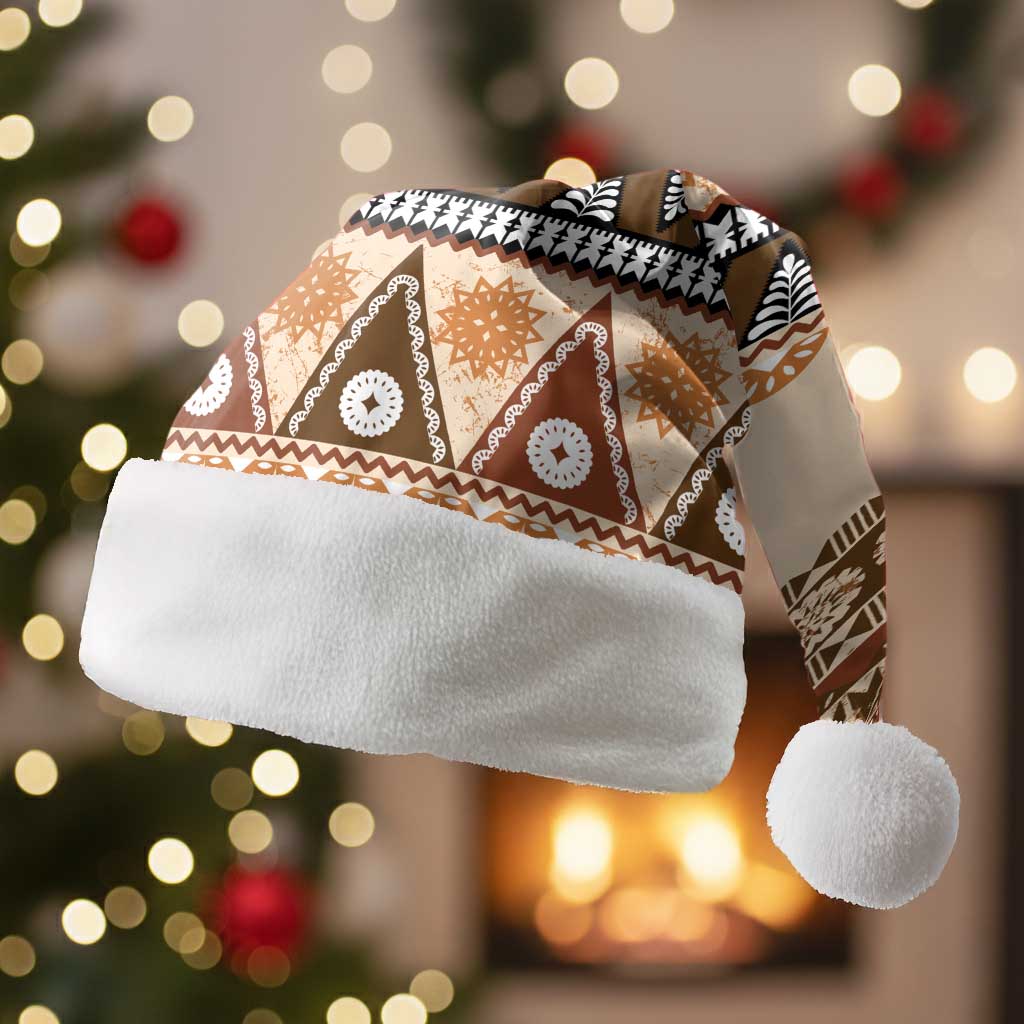 Bula Fiji Christmas Santa Hat 2025 Pasifika Traditional Fijian Masi - Polynesian Pride