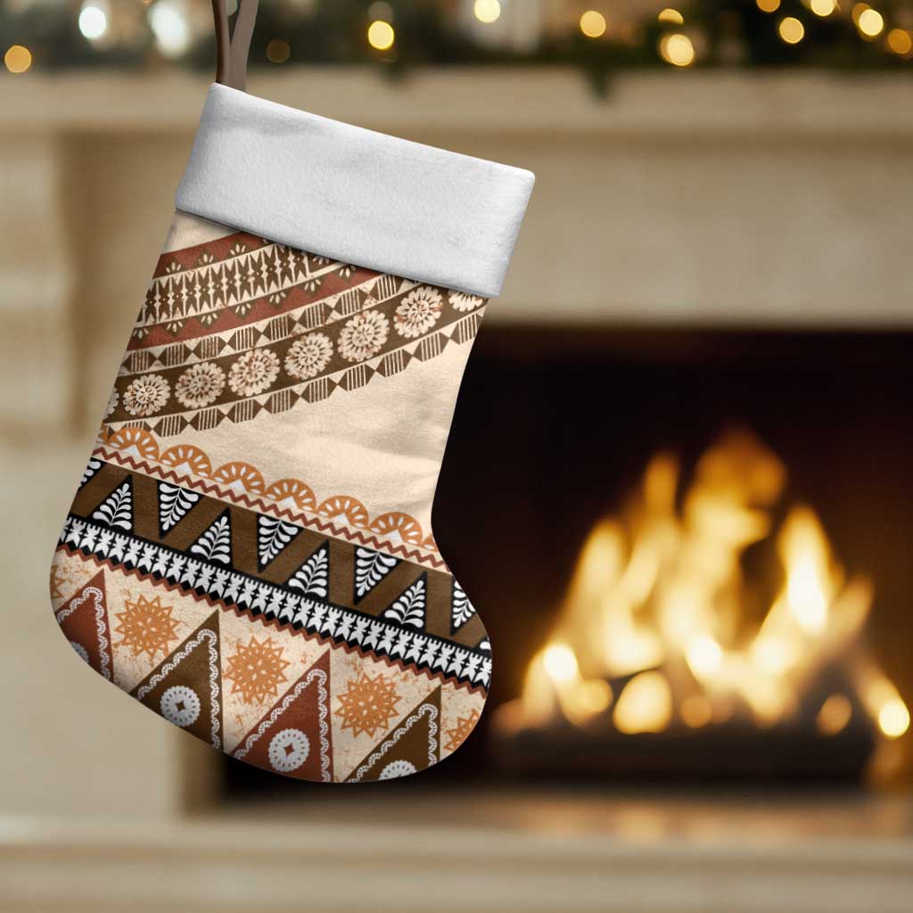 Bula Fiji Christmas Stocking 2025 Pasifika Traditional Fijian Masi - Polynesian Pride