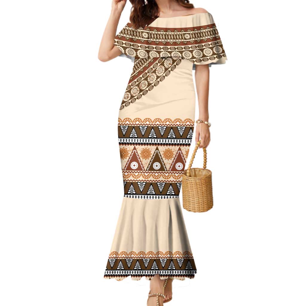 Bula Fiji Family Matching Mermaid Dress and Hawaiian Shirt 2025 Pasifika Traditional Fijian Masi