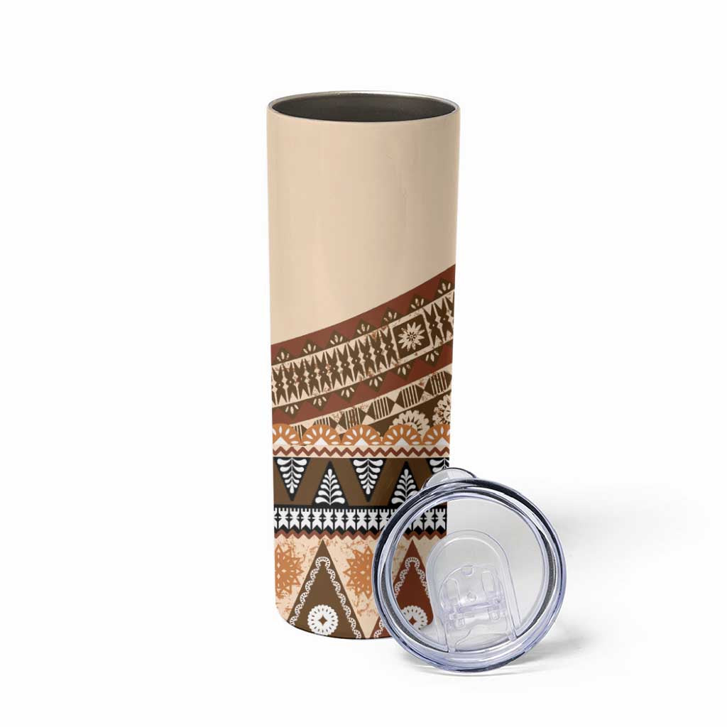 Bula Fiji Skinny Tumbler 2025 Pasifika Traditional Fijian Masi