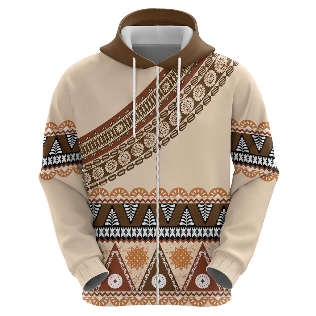Bula Fiji Zip Hoodie 2025 Pasifika Traditional Fijian Masi