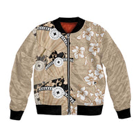 Bula Fiji Iri Buli Bomber Jacket Woven Fan With Fijian Tapa
