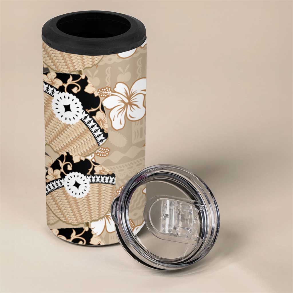 Bula Fiji Iri Buli 4 in 1 Can Cooler Tumbler Woven Fan With Fijian Tapa