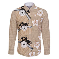 Bula Fiji Iri Buli Family Matching Long Sleeve Bodycon Dress and Hawaiian Shirt Woven Fan With Fijian Tapa