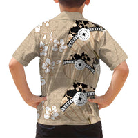 Bula Fiji Iri Buli Family Matching Short Sleeve Bodycon Dress and Hawaiian Shirt Woven Fan With Fijian Tapa