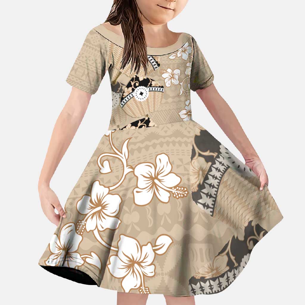 Bula Fiji Iri Buli Family Matching Short Sleeve Bodycon Dress and Hawaiian Shirt Woven Fan With Fijian Tapa