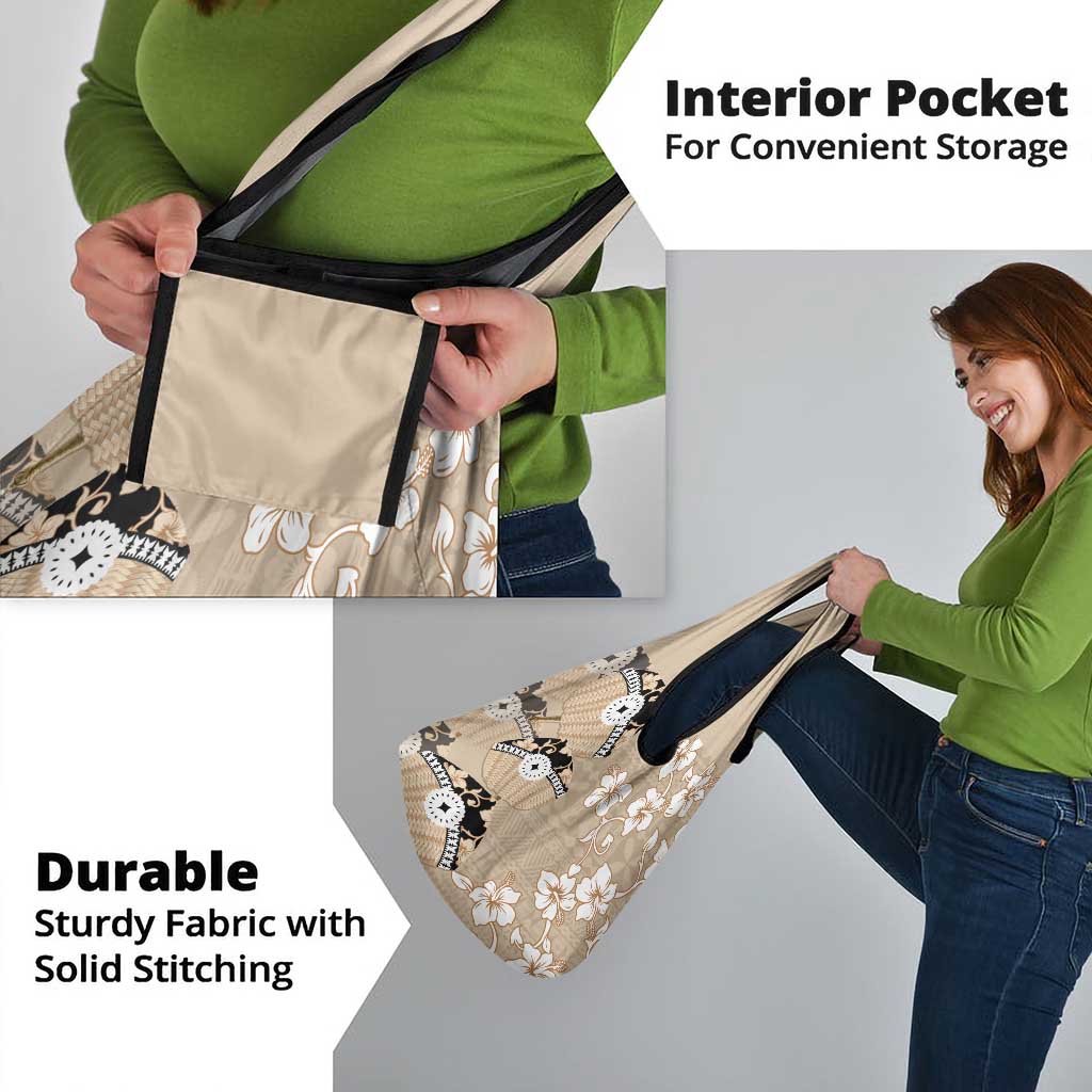 Bula Fiji Iri Buli Grocery Bag Woven Fan With Fijian Tapa