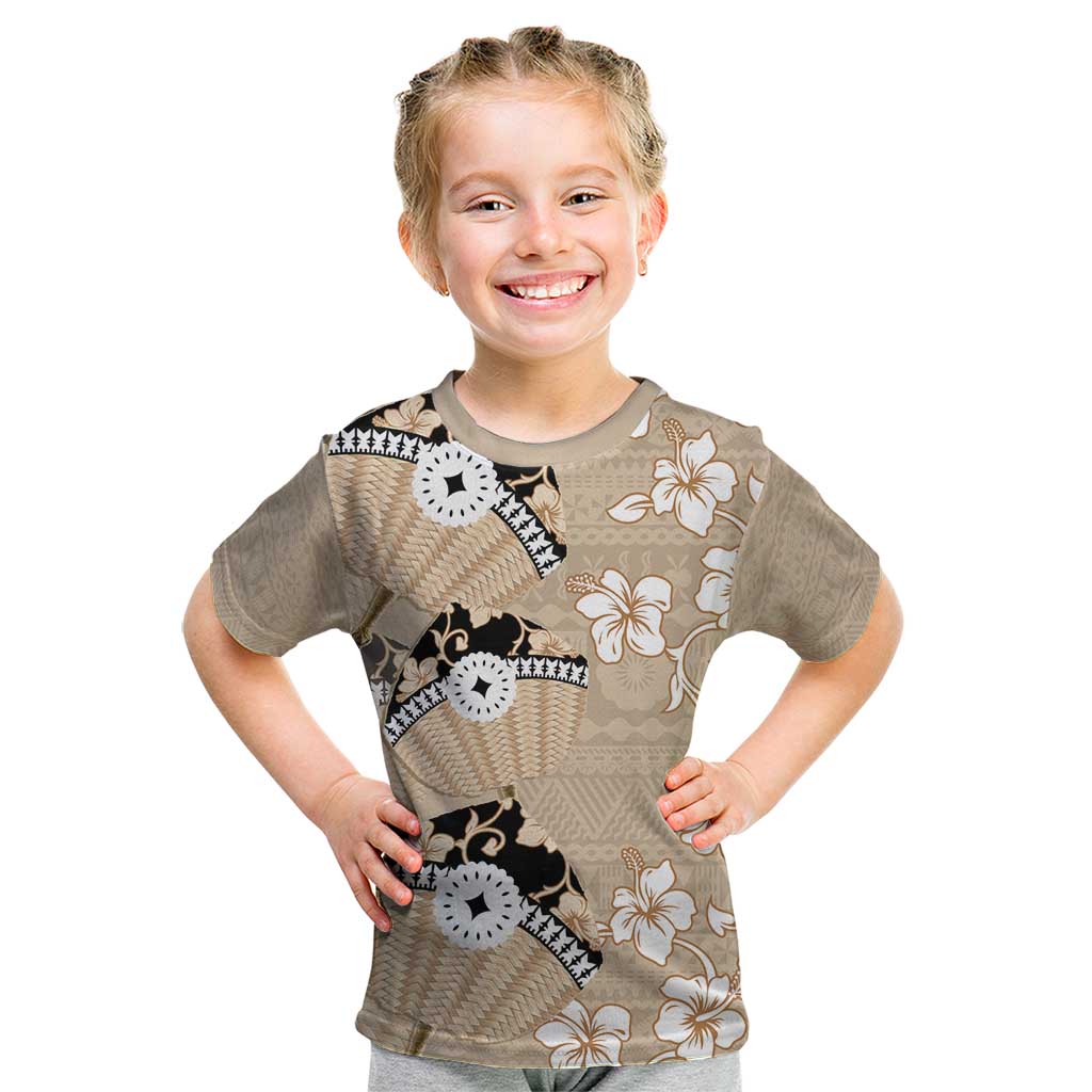 Bula Fiji Iri Buli Kid T Shirt Woven Fan With Fijian Tapa