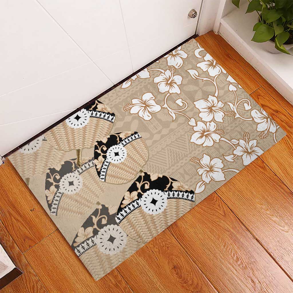 Bula Fiji Iri Buli Rubber Doormat Woven Fan With Fijian Tapa