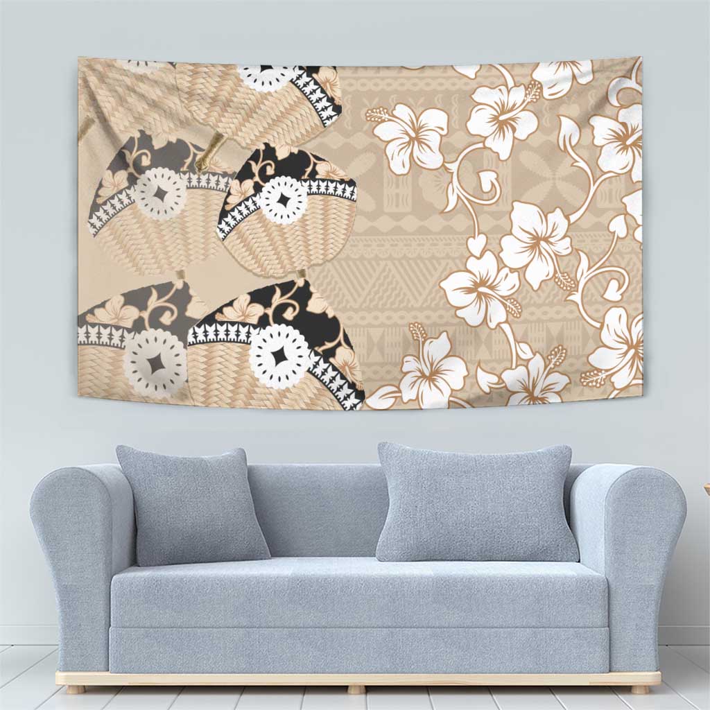 Bula Fiji Iri Buli Tapestry Woven Fan With Fijian Tapa