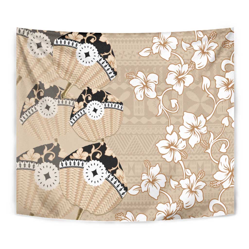 Bula Fiji Iri Buli Tapestry Woven Fan With Fijian Tapa