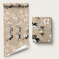 Bula Fiji Iri Buli Wrapping Paper Woven Fan With Fijian Tapa LT14 58" × 23" Beige - Polynesian Pride
