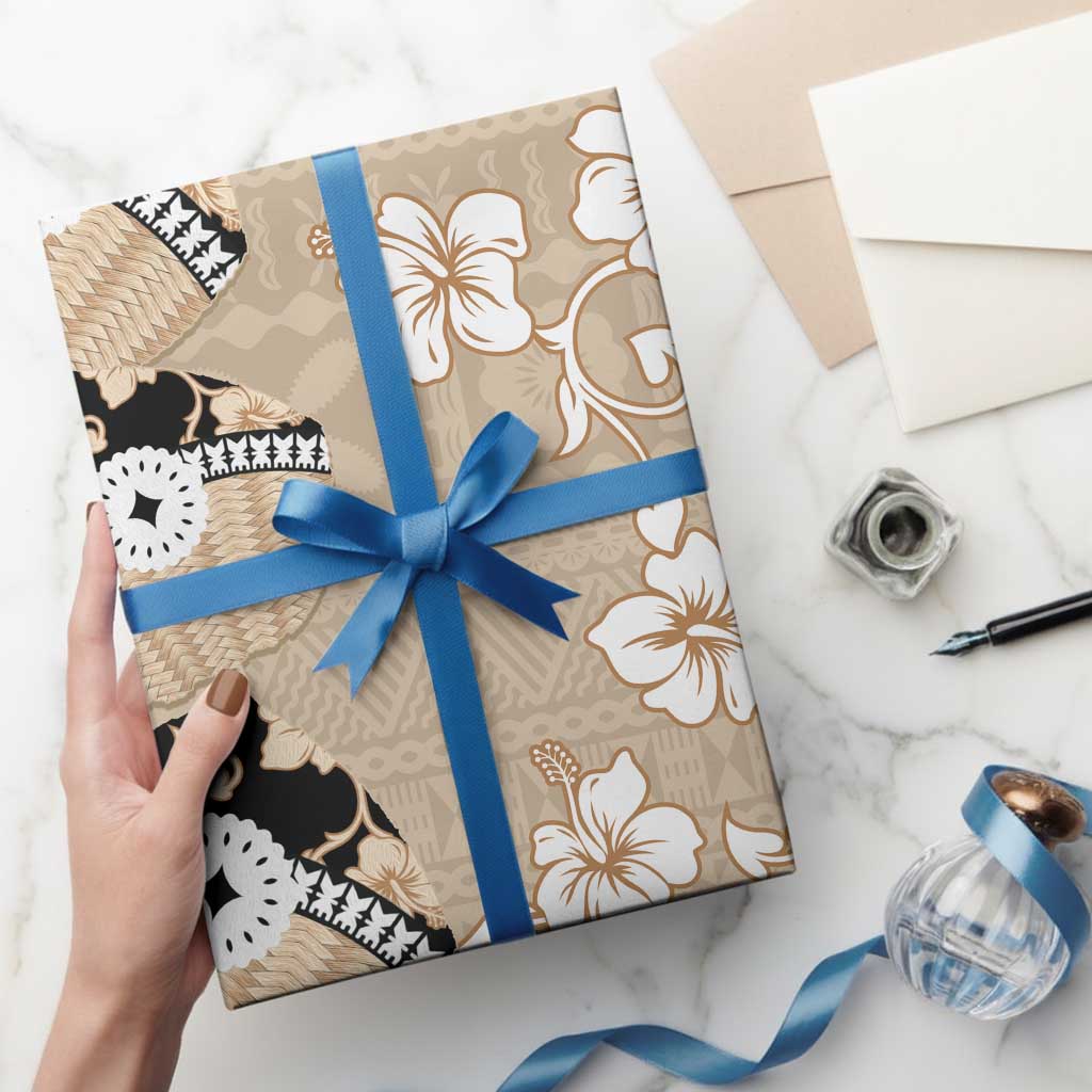 Bula Fiji Iri Buli Wrapping Paper Woven Fan With Fijian Tapa LT14 - Polynesian Pride