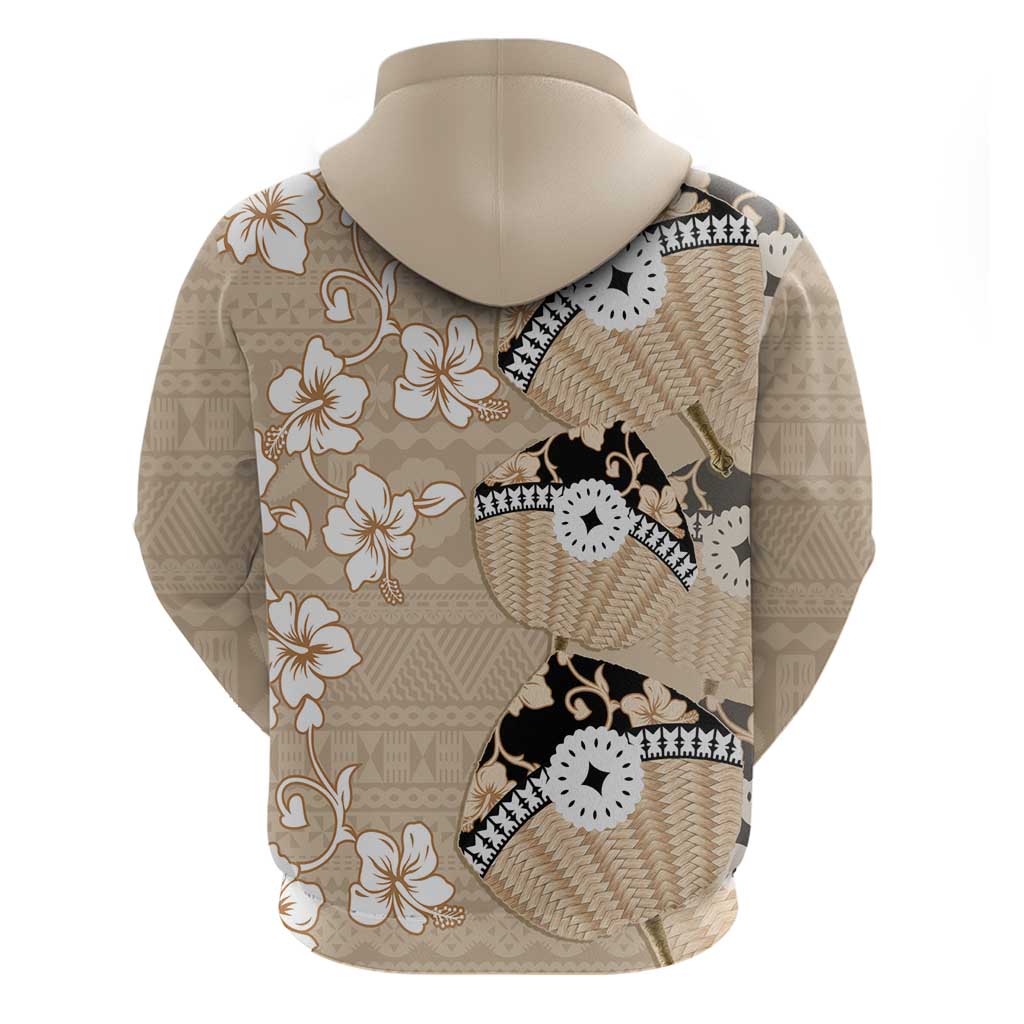 Bula Fiji Iri Buli Zip Hoodie Woven Fan With Fijian Tapa