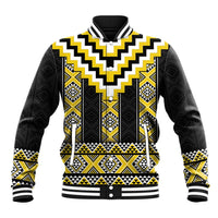 Yellow Taniko Aotearoa Baseball Jacket Niho Taniwha Mix Poutama LT14 Unisex Yellow - Polynesian Pride