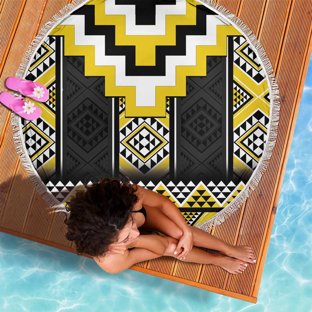 Yellow Taniko Aotearoa Beach Blanket Niho Taniwha Mix Poutama LT14 - Polynesian Pride