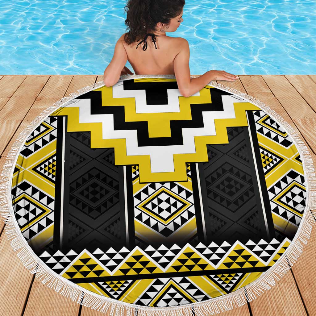 Yellow Taniko Aotearoa Beach Blanket Niho Taniwha Mix Poutama LT14 - Polynesian Pride