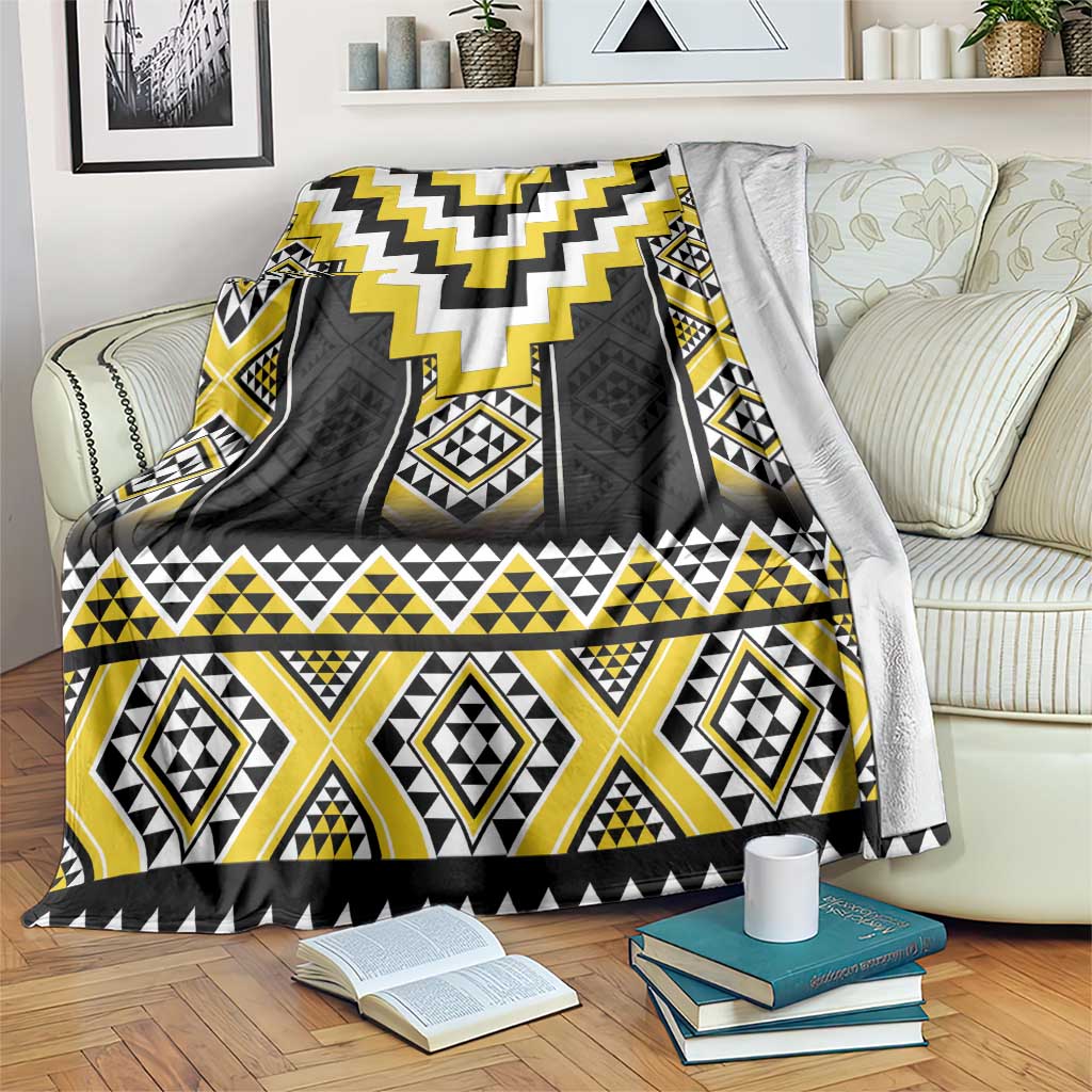 Yellow Taniko Aotearoa Blanket Niho Taniwha Mix Poutama LT14 Yellow - Polynesian Pride