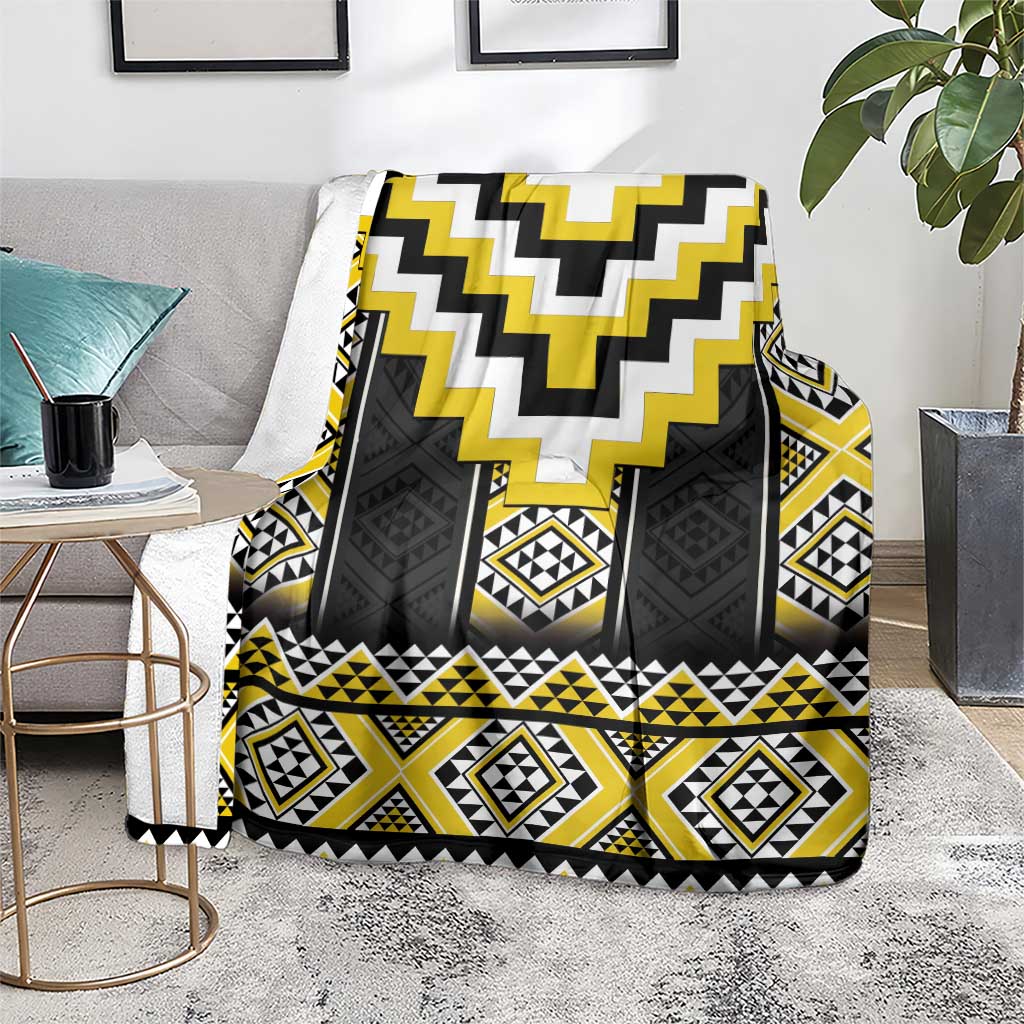 Yellow Taniko Aotearoa Blanket Niho Taniwha Mix Poutama LT14 - Polynesian Pride