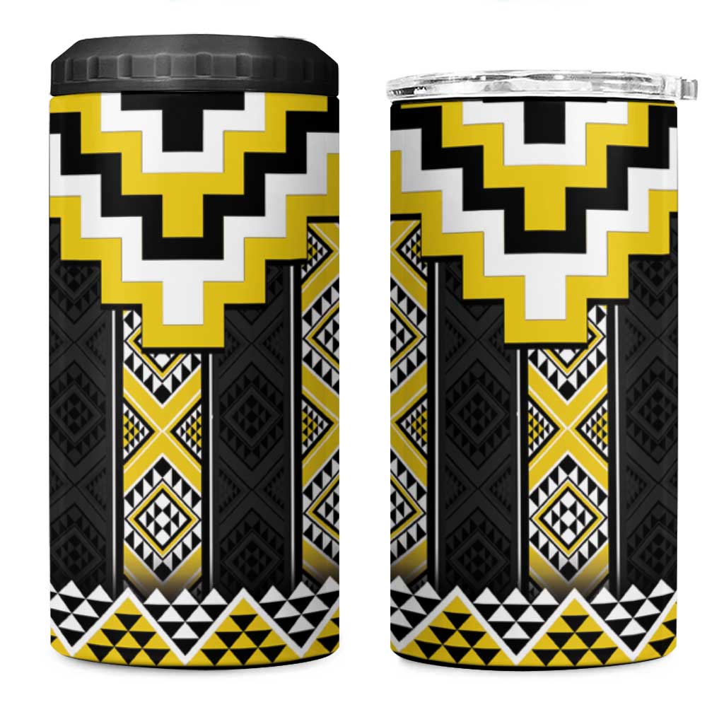 Yellow Taniko Aotearoa 4 in 1 Can Cooler Tumbler Niho Taniwha Mix Poutama LT14 One Size: 16 oz Yellow - Polynesian Pride