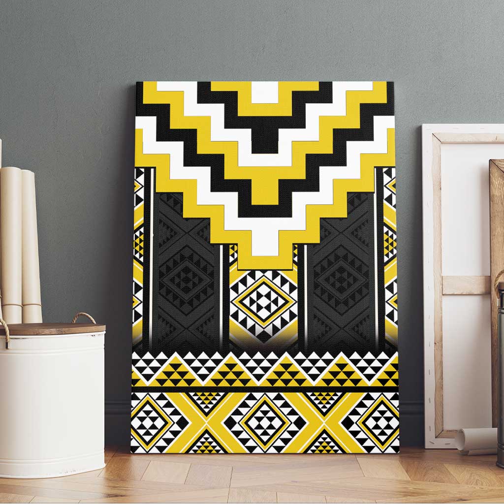 Yellow Taniko Aotearoa Canvas Wall Art Niho Taniwha Mix Poutama LT14 - Polynesian Pride