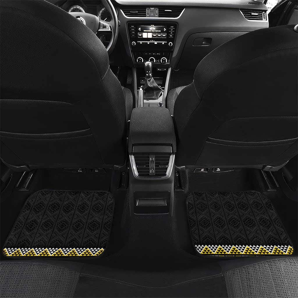 Yellow Taniko Aotearoa Car Mats Niho Taniwha Mix Poutama LT14 Set 2pcs - Back Yellow - Polynesian Pride