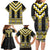 Yellow Taniko Aotearoa Family Matching Long Sleeve Bodycon Dress and Hawaiian Shirt Niho Taniwha Mix Poutama