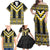 Yellow Taniko Aotearoa Family Matching Off Shoulder Maxi Dress and Hawaiian Shirt Niho Taniwha Mix Poutama