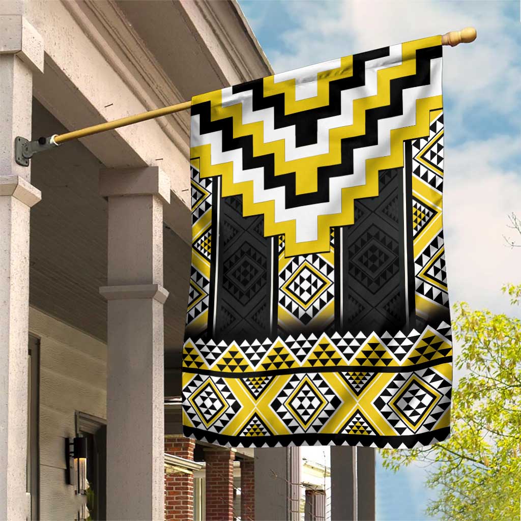 Yellow Taniko Aotearoa Garden Flag Niho Taniwha Mix Poutama LT14 House Flag Yellow - Polynesian Pride