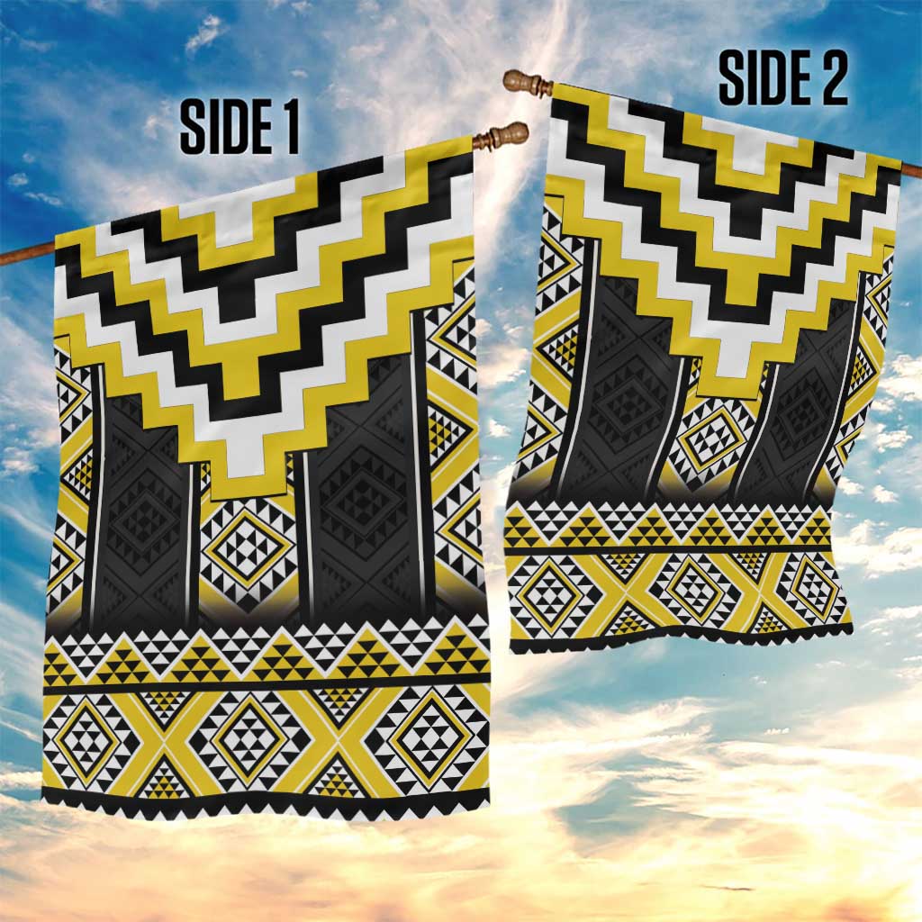 Yellow Taniko Aotearoa Garden Flag Niho Taniwha Mix Poutama LT14 - Polynesian Pride
