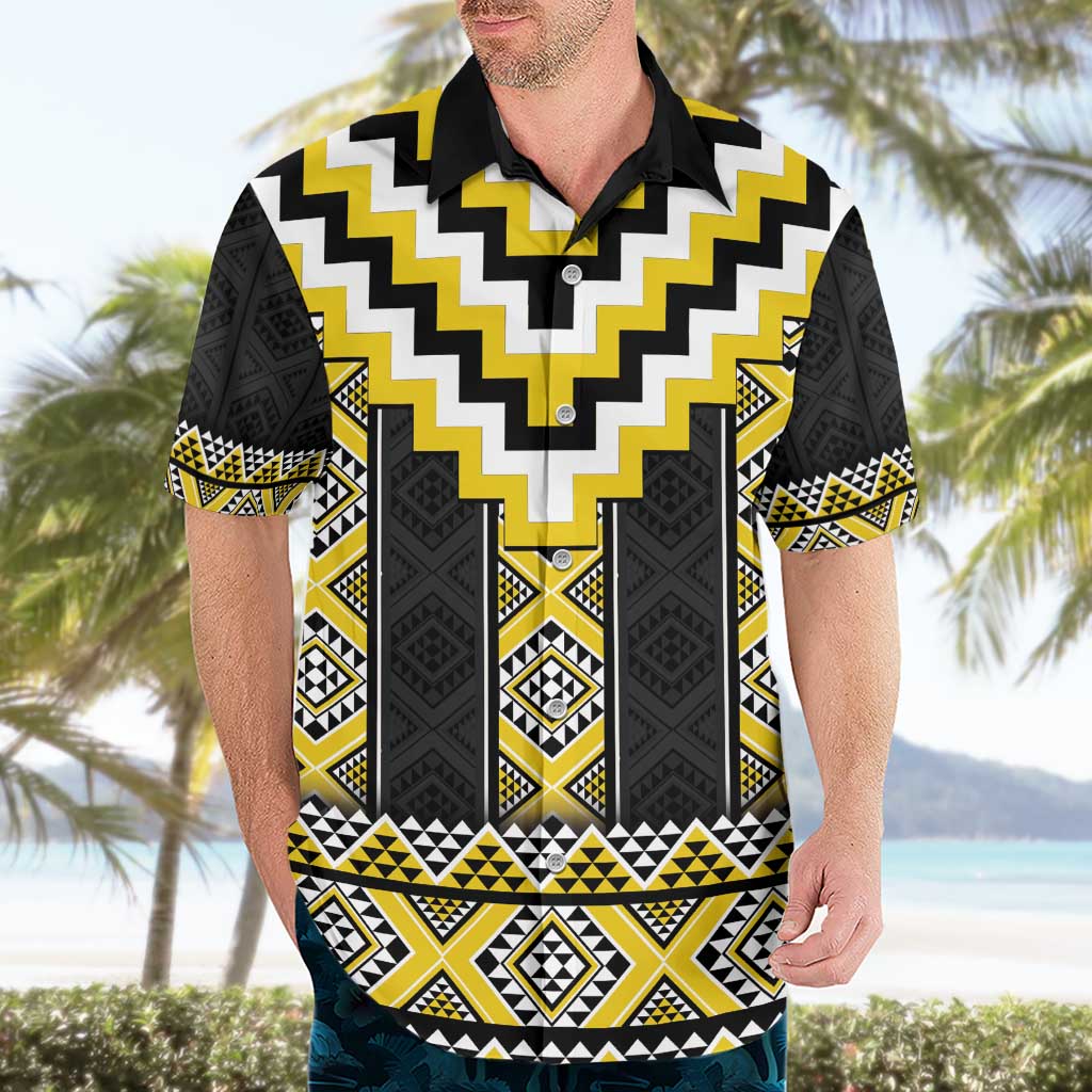Yellow Taniko Aotearoa Hawaiian Shirt Niho Taniwha Mix Poutama LT14 - Polynesian Pride