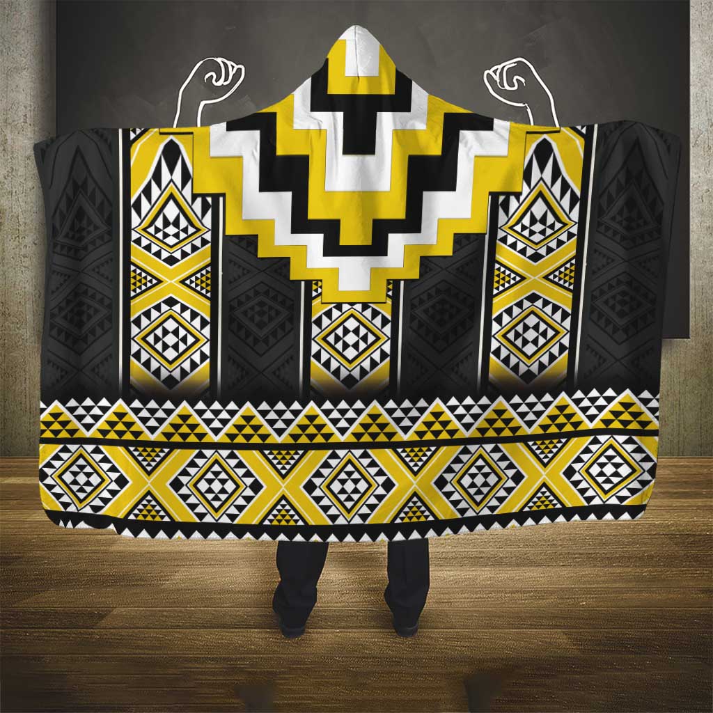 Yellow Taniko Aotearoa Hooded Blanket Niho Taniwha Mix Poutama LT14 - Polynesian Pride