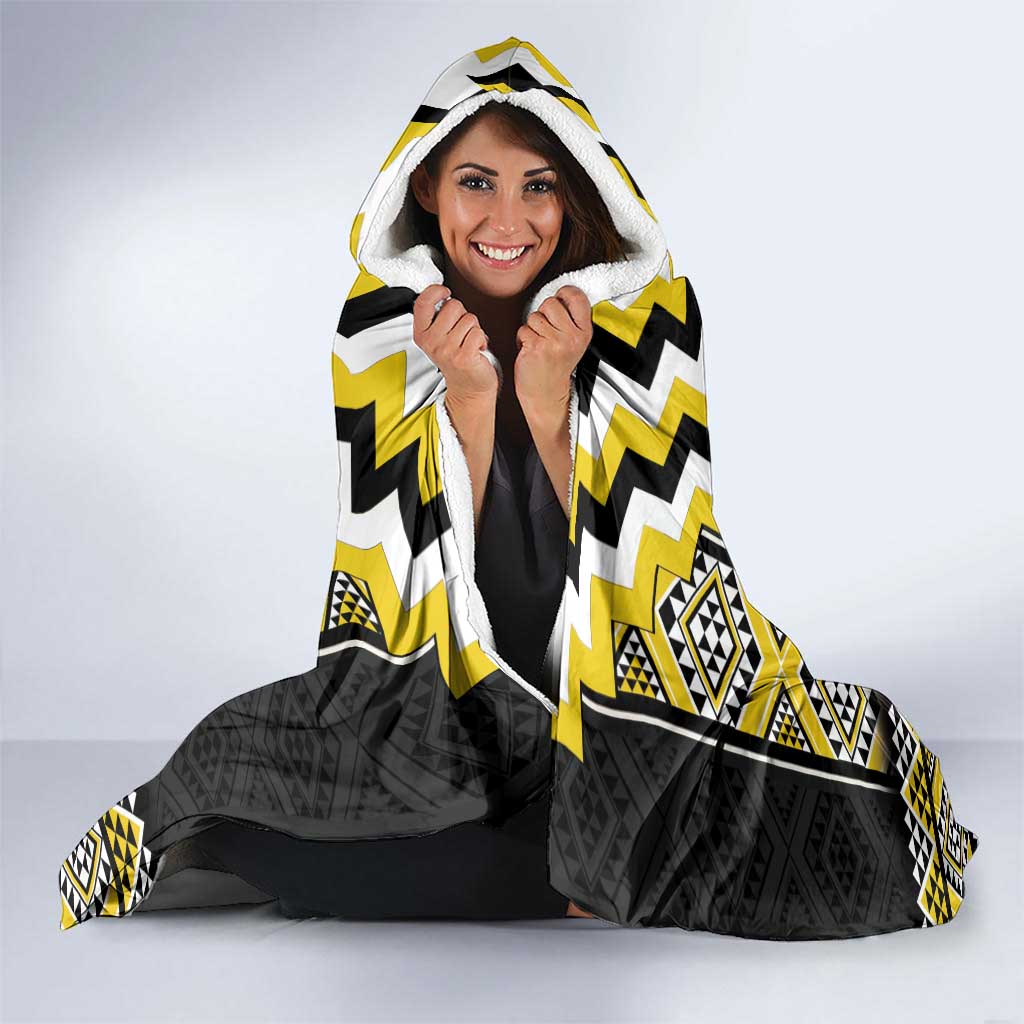 Yellow Taniko Aotearoa Hooded Blanket Niho Taniwha Mix Poutama LT14 - Polynesian Pride