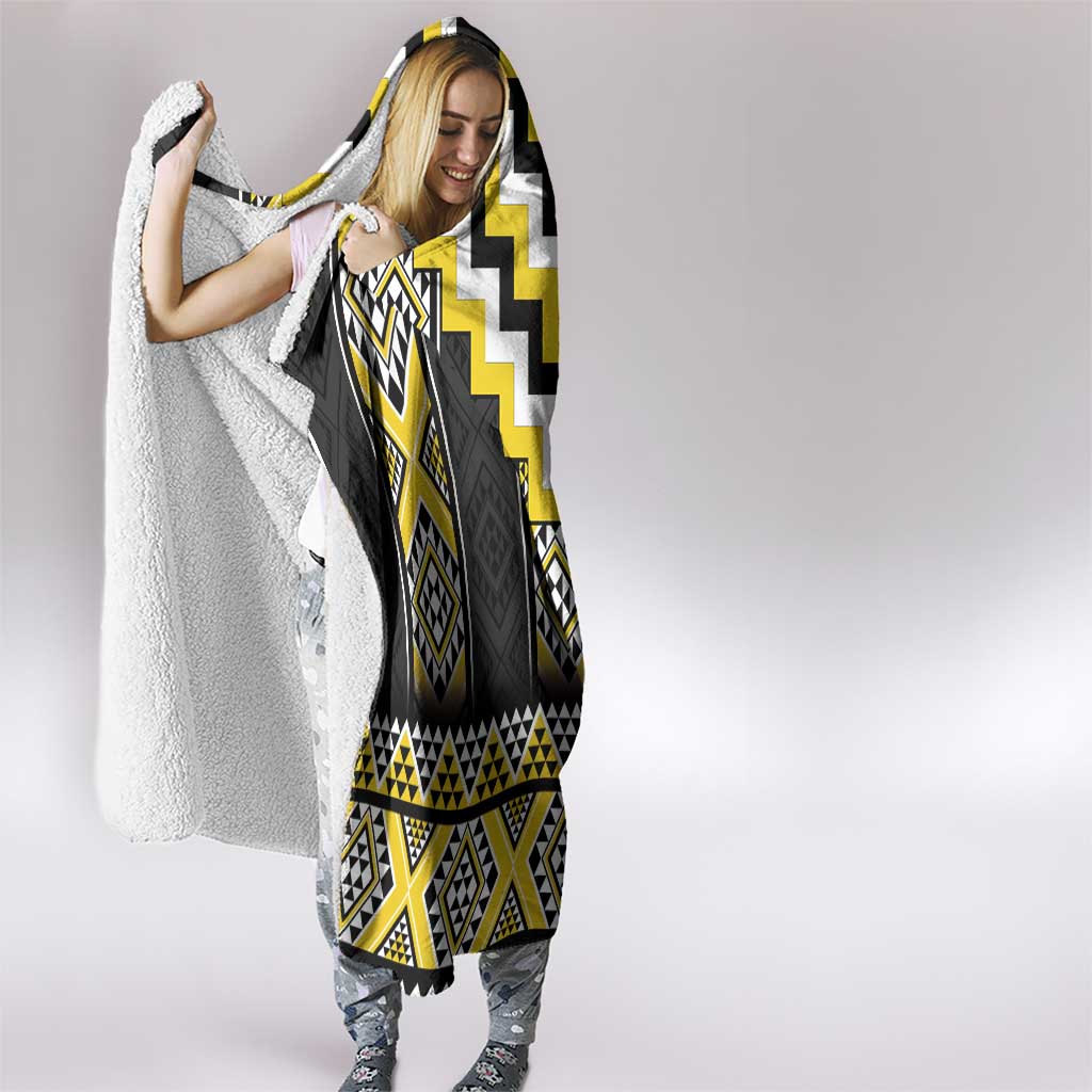 Yellow Taniko Aotearoa Hooded Blanket Niho Taniwha Mix Poutama LT14 - Polynesian Pride