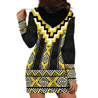 Yellow Taniko Aotearoa Hoodie Dress Niho Taniwha Mix Poutama LT14 - Polynesian Pride